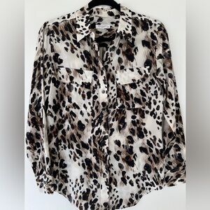 Leopard Print Button-Up Blouse